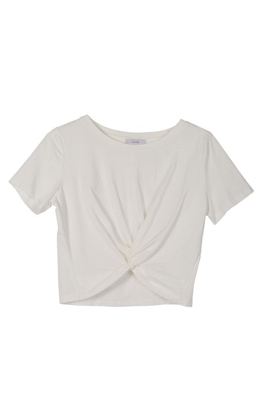 Solid Twist Front with Short Sleeve Top king-general-store-5710.myshopify.com