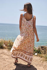 Floral Border Printed V-Neck Sleeveless Maxi Dress king-general-store-5710.myshopify.com