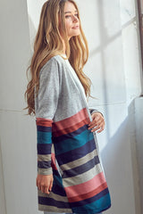 Brushed Stripe Solid Mix Cardigan