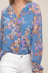 Floral Long Sleeve Chiffon Blouse