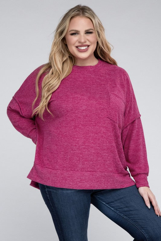 Plus Brushed Melange Drop Shoulder Sweater king-general-store-5710.myshopify.com