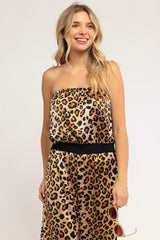 Stretchy Cheetah Print Wide Leg Jumpsuit