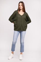 V-Neck Hi-Low Hem Jacquard Sweater king-general-store-5710.myshopify.com