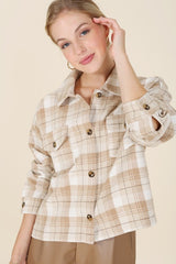 Plaid Long Sleeve Short Shacket with Pockets