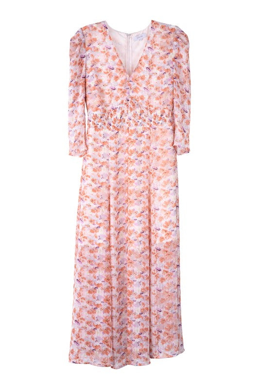 Pink Floral V-Neck Maxi Dress king-general-store-5710.myshopify.com