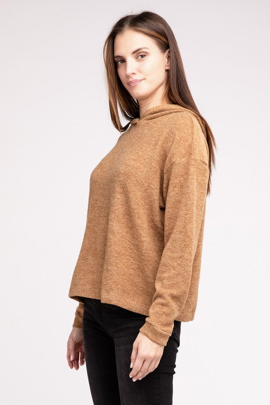 Hooded Brushed Melange Hacci Sweater king-general-store-5710.myshopify.com