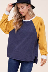 Solid Terry Color Block Sweatshirt