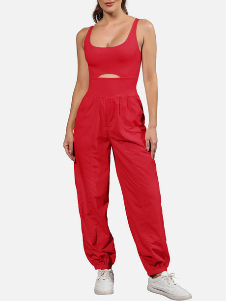 Cutout Scoop Neck Wide Strap Jumpsuit