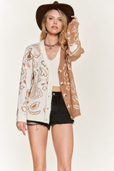 Plus Heart Paisley Color Block Cardigan king-general-store-5710.myshopify.com