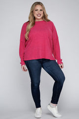 Plus Ribbed Brushed Melange Hacci Sweater king-general-store-5710.myshopify.com