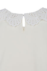 Ivory Short Sleeve crochet Top king-general-store-5710.myshopify.com