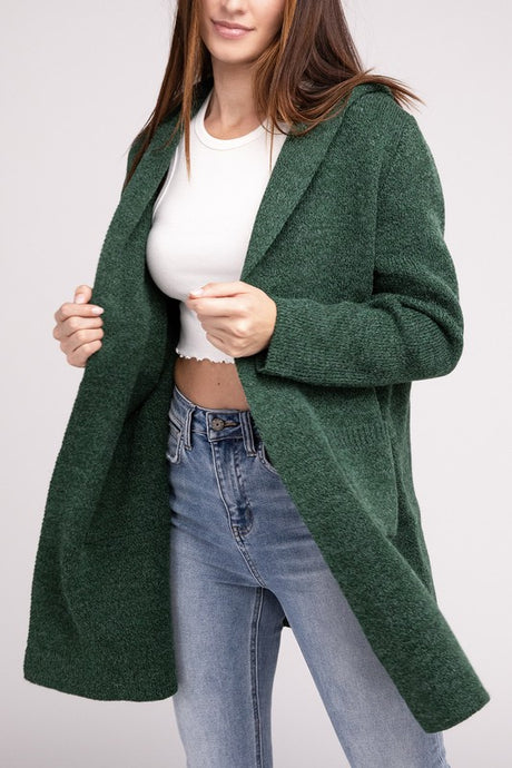 Hooded Open Front Sweater Cardigan king-general-store-5710.myshopify.com