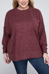 Plus Brushed Melange Drop Shoulder Sweater king-general-store-5710.myshopify.com