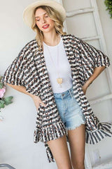 Animal Print Hi-Lo Ruffle Kimono