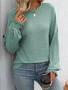 Mandy Ribbed Round Neck Long Sleeve T-Shirt