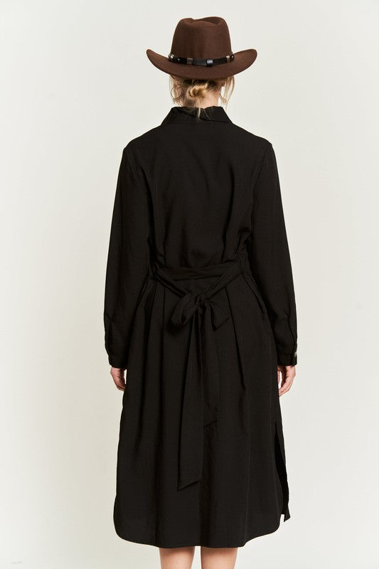 SOLID BUTTON DOWN BELTED LONG DRESS 30-545 king-general-store-5710.myshopify.com