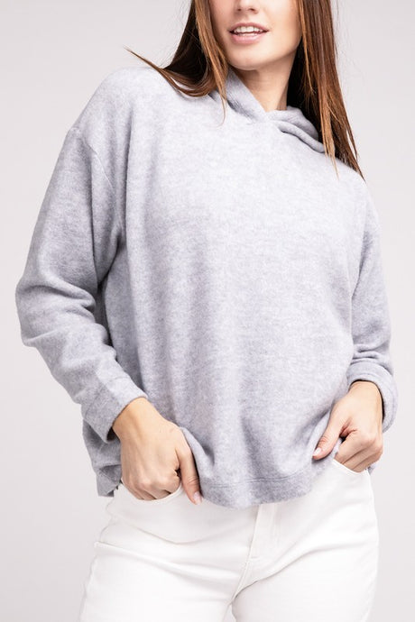 Hooded Brushed Melange Hacci Sweater king-general-store-5710.myshopify.com