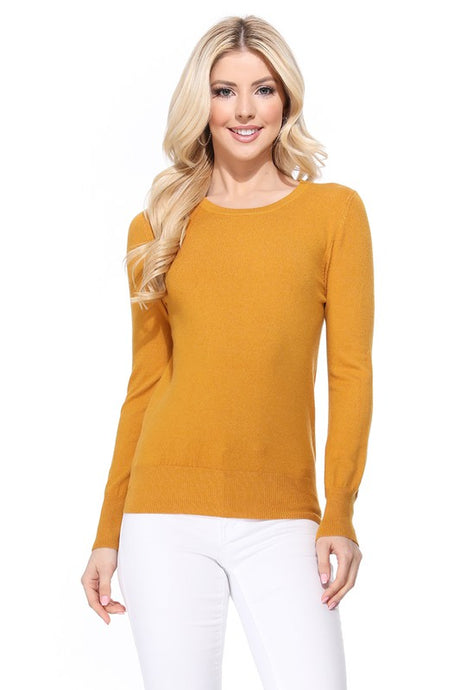 Crew Neck Long Sleeve Light Basic Casual Knit Top king-general-store-5710.myshopify.com