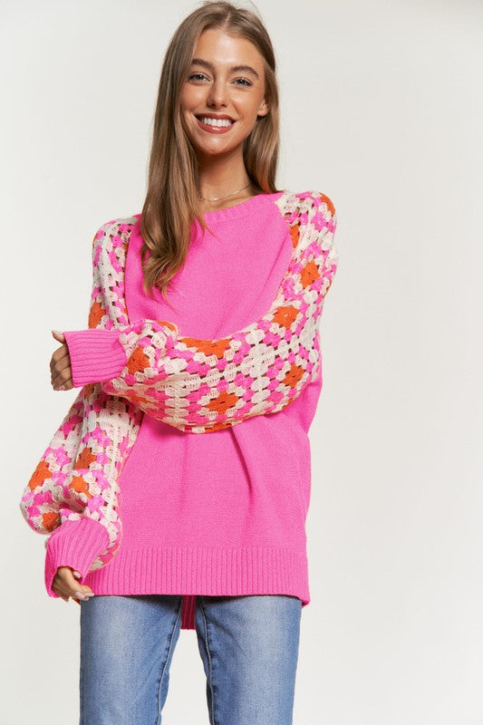 Crochet Detailed Long Sleeve Knit Sweater Top king-general-store-5710.myshopify.com