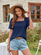 Mandy Eyelet Square Neck Short Sleeve Blouse