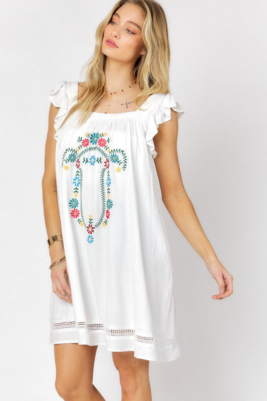 Embroidered Square Neck Mini Dress king-general-store-5710.myshopify.com