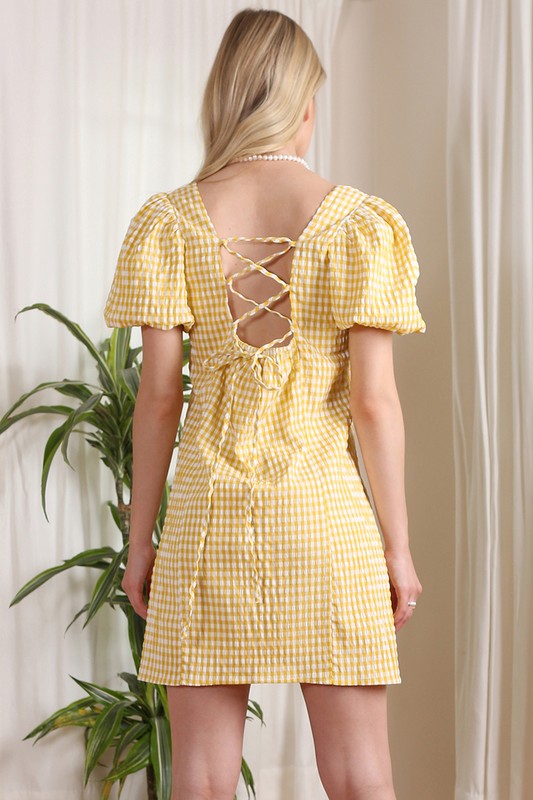 Yellow Gingham Back Strap Dress king-general-store-5710.myshopify.com