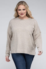 Plus Ribbed Brushed Melange Hacci Sweater king-general-store-5710.myshopify.com