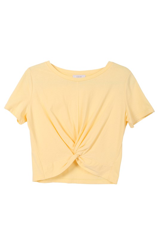 Solid Twist Front with Short Sleeve Top king-general-store-5710.myshopify.com