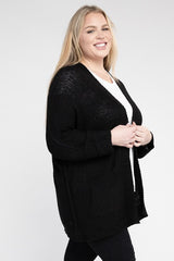 Plus Size Ribbed Knit Open Front Cardigan king-general-store-5710.myshopify.com