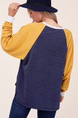 Solid Terry Color Block Sweatshirt