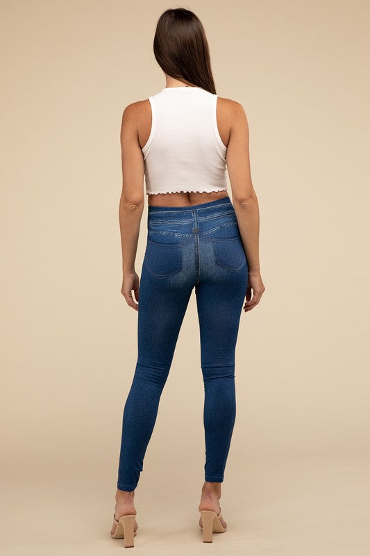 Ankle Length Denim Fitted Leggings