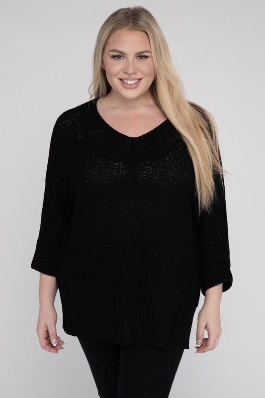 Plus Size Crew Neck Knit Sweater king-general-store-5710.myshopify.com