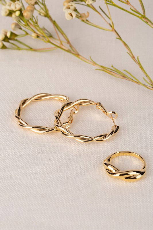 Big Sized Ripple Ring and Earring set king-general-store-5710.myshopify.com