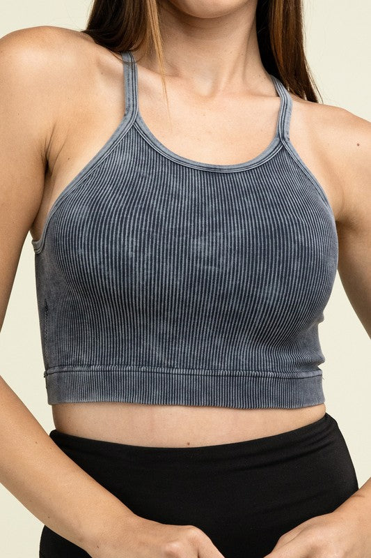 Washed Ribbed Seamless Cropped Cami Top