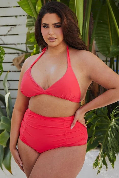 Plus Two Piece High Waist with Ruched Front Bikini king-general-store-5710.myshopify.com