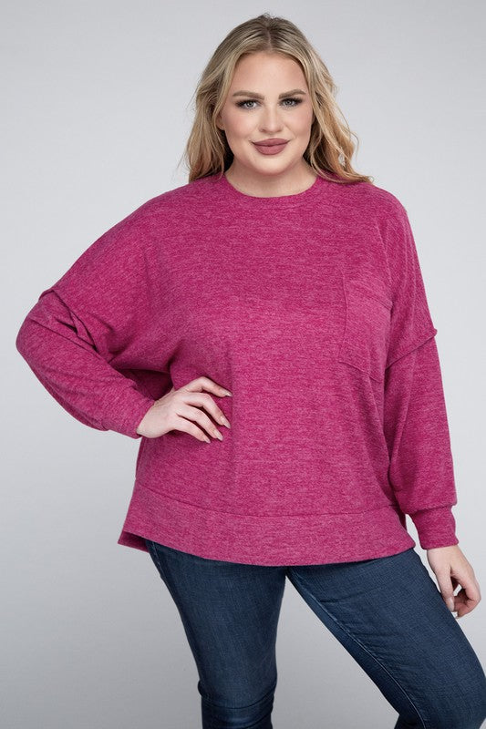 Plus Brushed Melange Drop Shoulder Sweater king-general-store-5710.myshopify.com