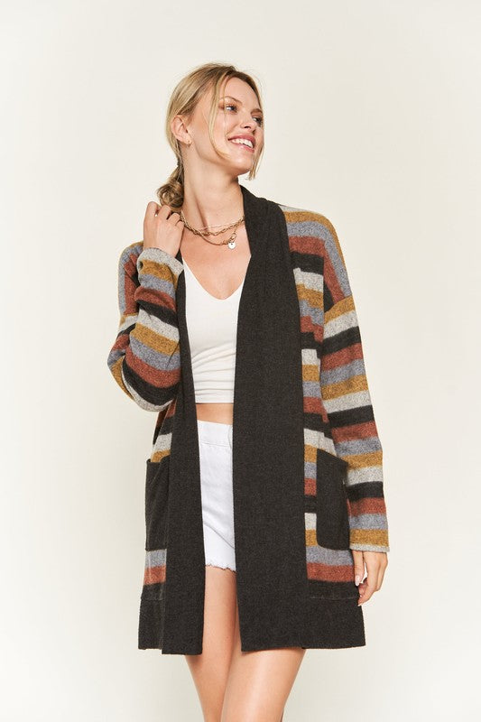 Multicolor Striped Cardigan king-general-store-5710.myshopify.com