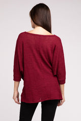 V-Neck Hi-Low Hem Jacquard Sweater king-general-store-5710.myshopify.com