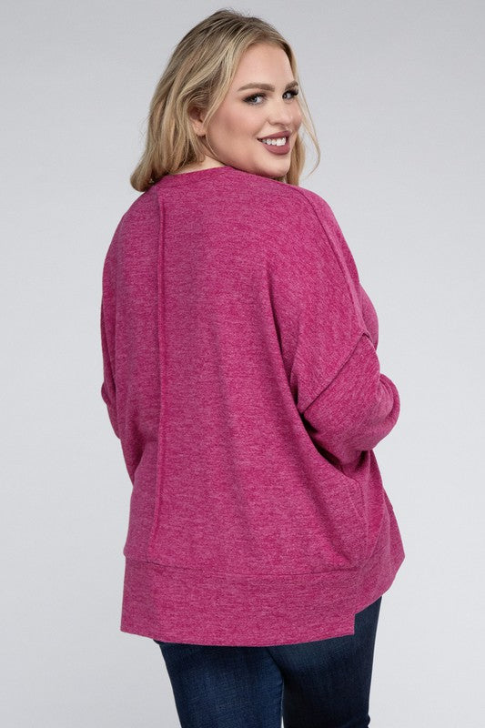 Plus Brushed Melange Drop Shoulder Sweater king-general-store-5710.myshopify.com