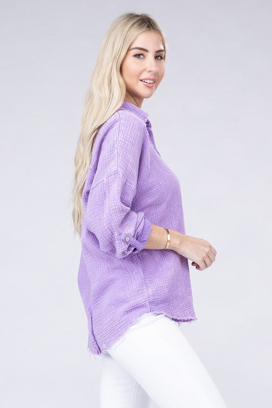 Washed Double Gauze Button Down Shirt king-general-store-5710.myshopify.com