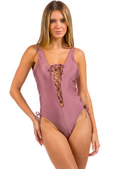 Deep V Cut Cheeky Bottom One Piece Swimsuit