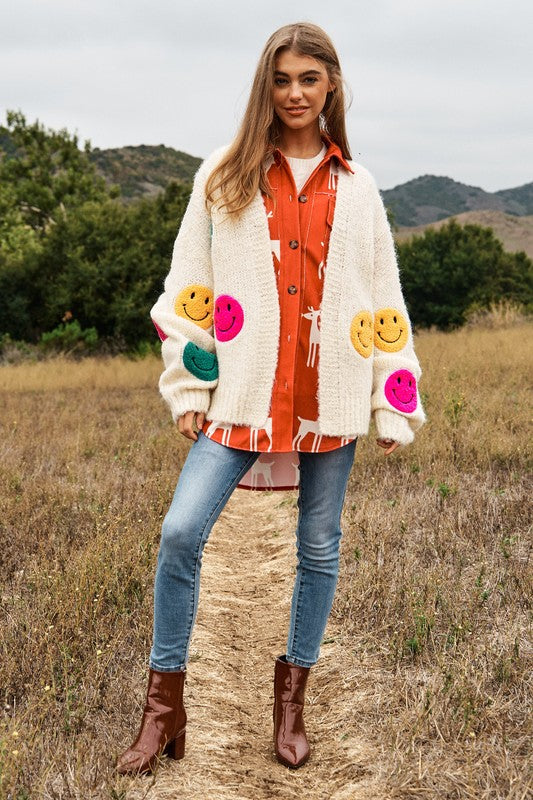 The Fuzzy Smile Long Bell Sleeve Knit Cardigan king-general-store-5710.myshopify.com