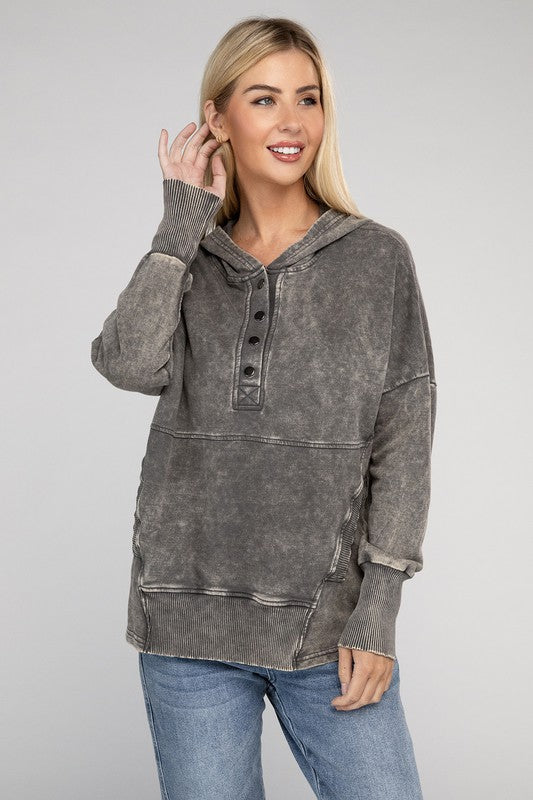 French Terry Acid Wash Kangaroo Pocket Hoodie king-general-store-5710.myshopify.com