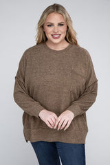 Plus Brushed Melange Drop Shoulder Sweater king-general-store-5710.myshopify.com