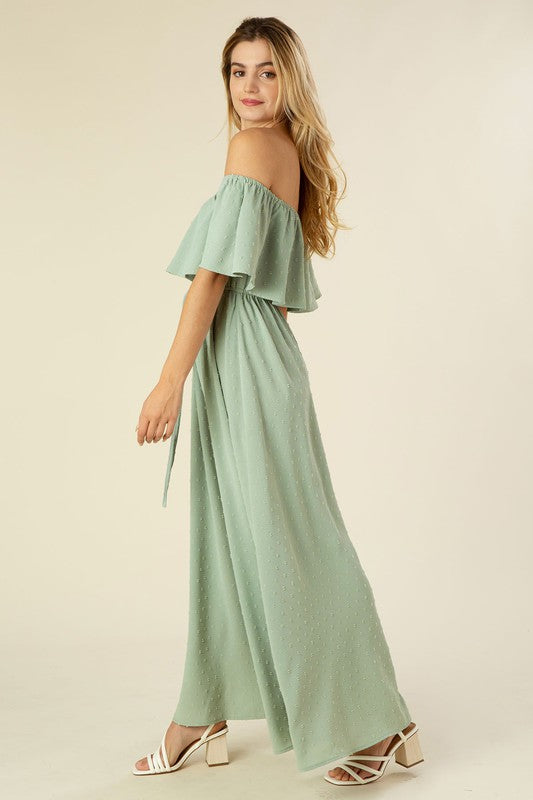 Swiss Dot Off-Shoulder Maxi Dress king-general-store-5710.myshopify.com