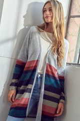 Brushed Stripe Solid Mix Cardigan