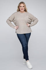 Plus Ribbed Brushed Melange Hacci Sweater king-general-store-5710.myshopify.com