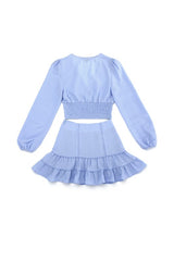 Lace Trimmed Smocking Blouse and Skirt Set king-general-store-5710.myshopify.com