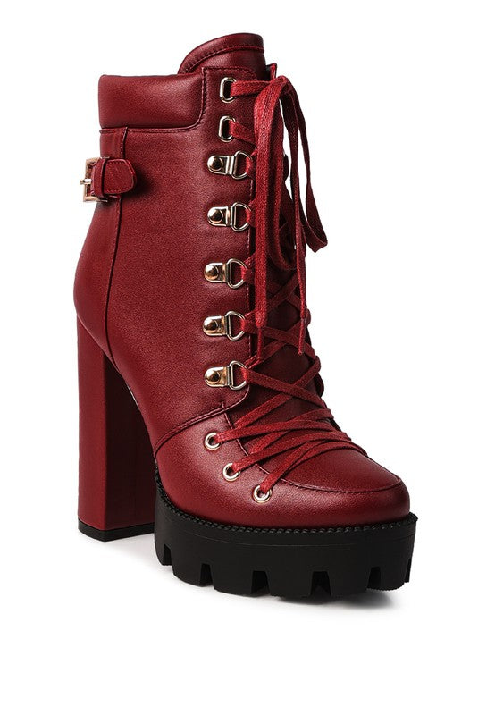 WILLOW CUSHION COLLARED LACE-UP HIGH ANKLE BOOTS king-general-store-5710.myshopify.com