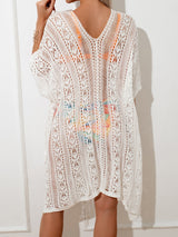 Openwork V-Neck Half Sleeve Cover-Up